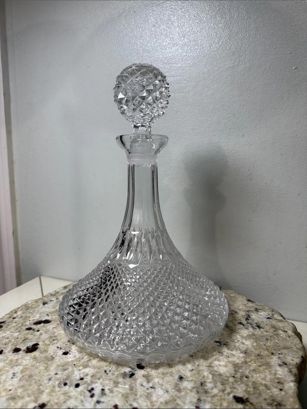 Antique Fine Quality Cut Crystal Lead Ships Decanter 1920s England